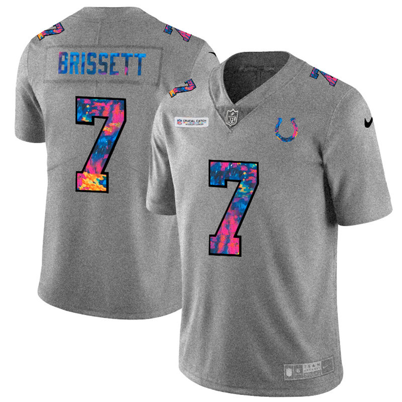 NFL Indianapolis Colts #7 Jacoby Brissett Men Nike MultiColor 2020  Crucial Catch  Jersey Grey